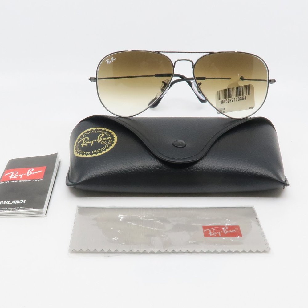Ray-Ban RB 3025 004/51 58mm Gunmetal/Brown Gradient Aviator Metal Sunglasses - Picture 1 of 6